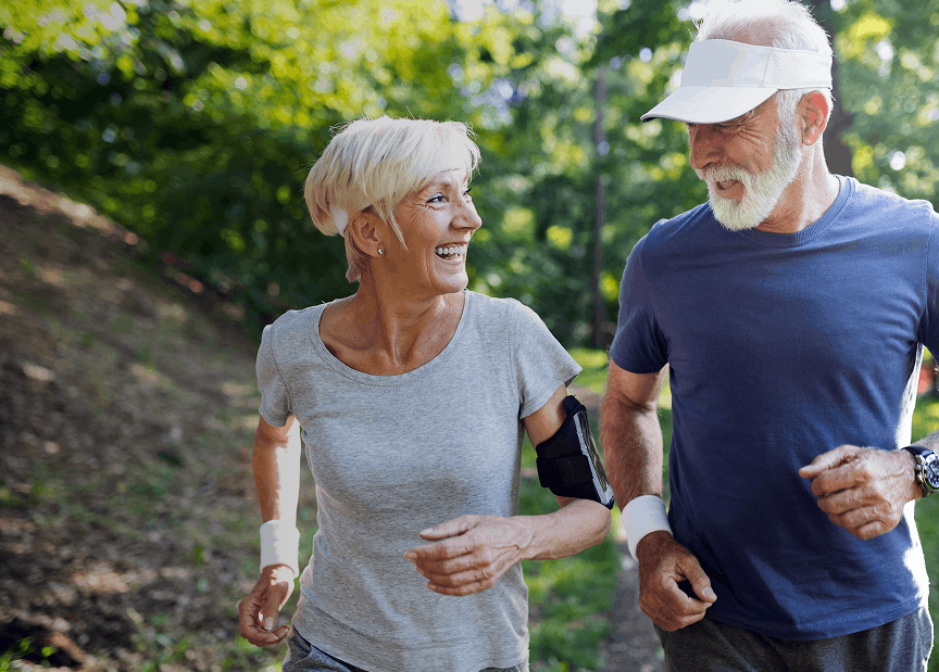 Retired couple jogging