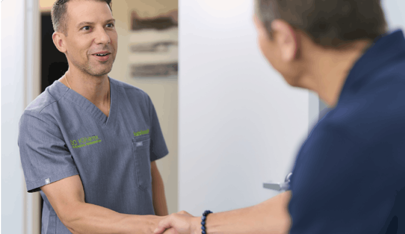 Man arriving at clinic